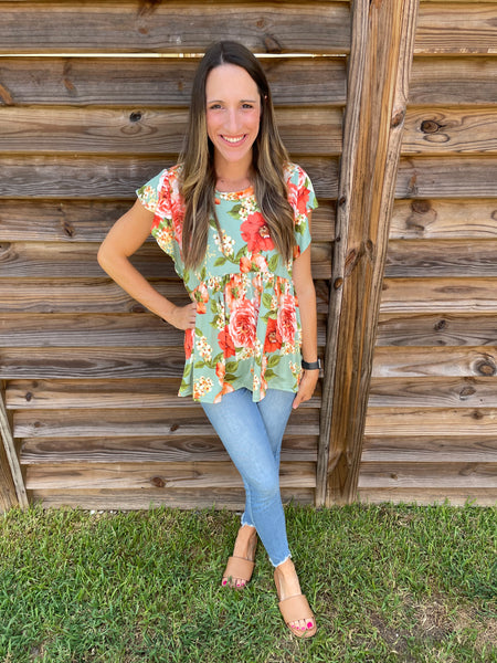 Fancy With Florals Ruffle Babydoll Blouse