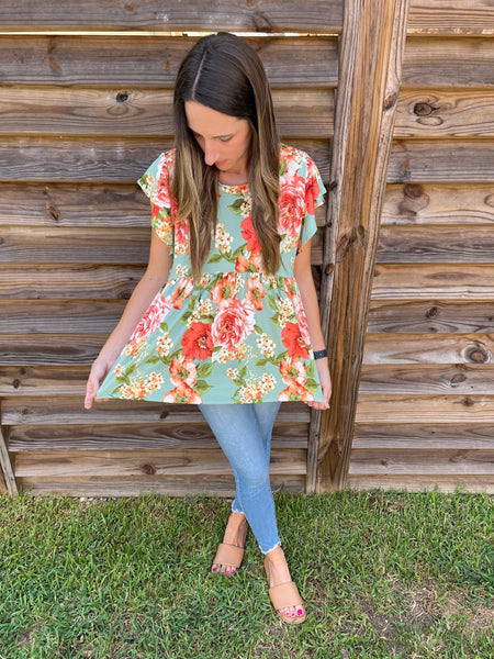 Fancy With Florals Ruffle Babydoll Blouse