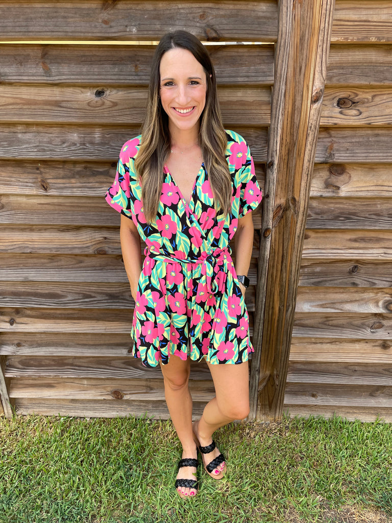 The Whitney Wrapped Floral Frill Romper