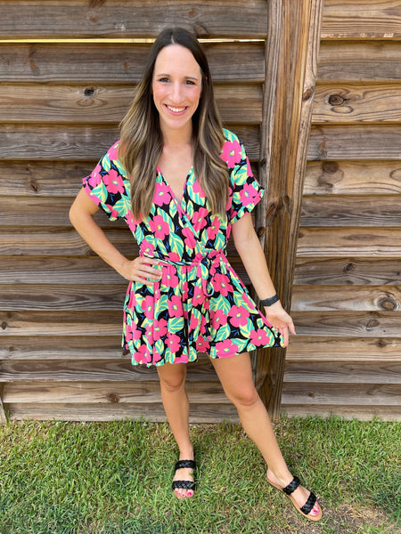 The Whitney Wrapped Floral Frill Romper