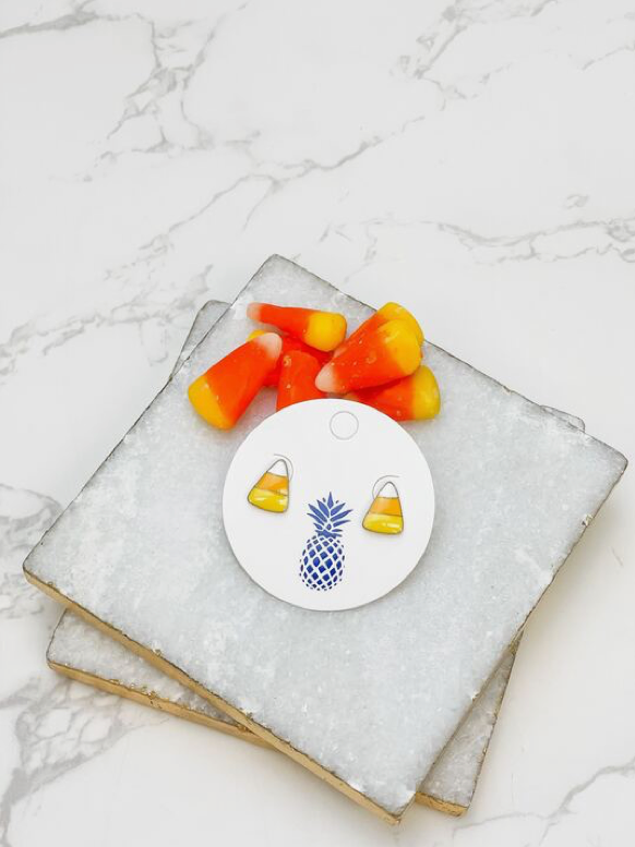 Candy Corn Enamel Stud Earrings