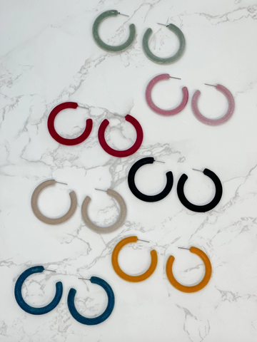 Velvet Hoop Earrings - Multiple Colors