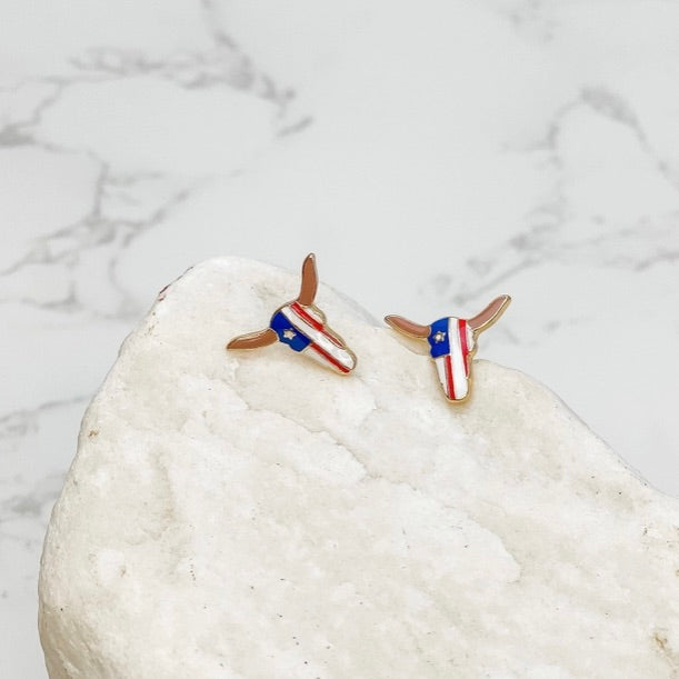 Longhorn Enamel Stud Earrings