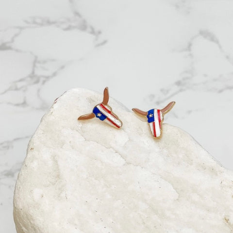 Longhorn Enamel Stud Earrings