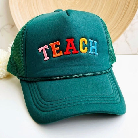 Embroidered TEACH Hat - Emerald Green