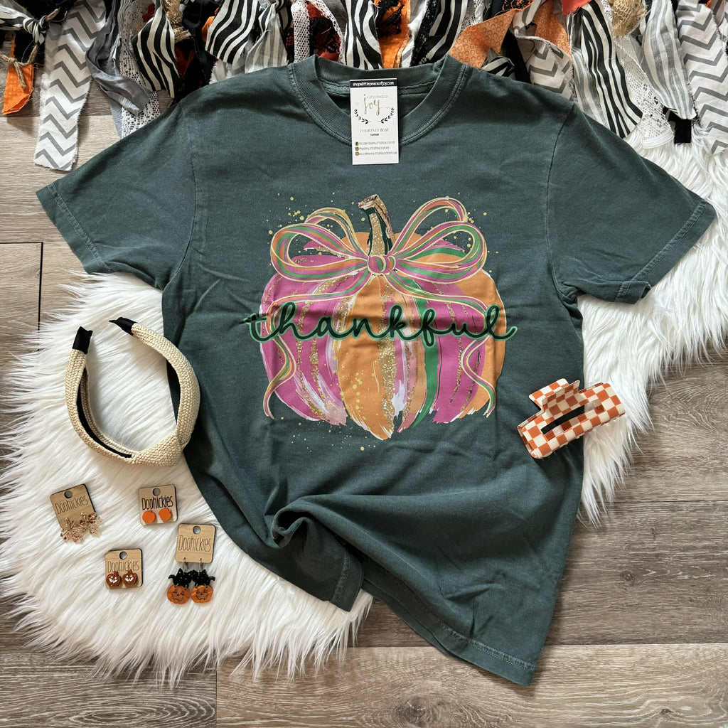 Thankful Pumpkin Blue Spruce Tee