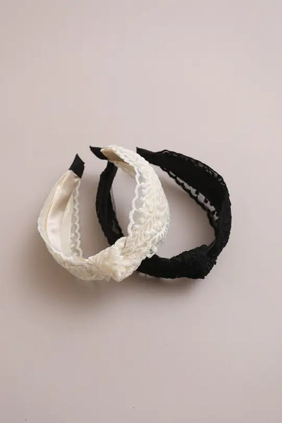 Embroidered Floral Vine Knot Headband - Multiple Colors