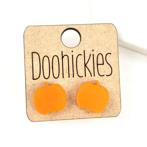 Metallic Orange Pumpkin Stud Earrings