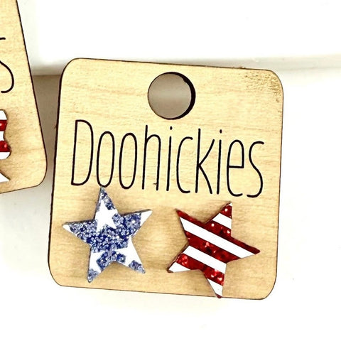 Stars and Stripes Acrylic Stud Earrings