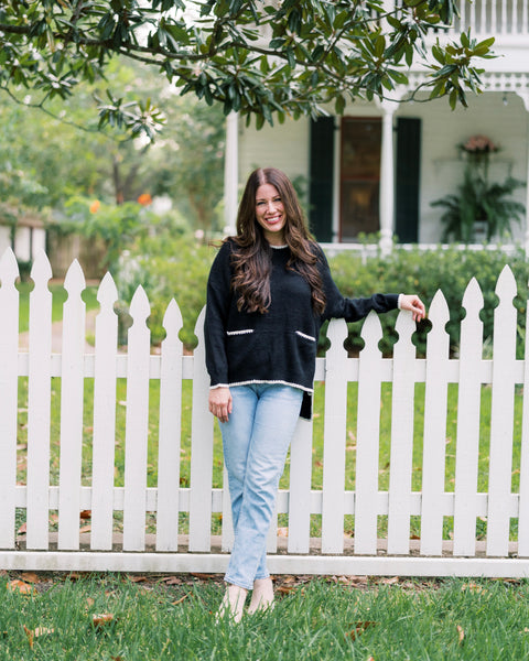 The Simone Scalloped Black & White Sweater Top