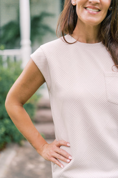 Tatum Textured Pocket Dress - Taupe