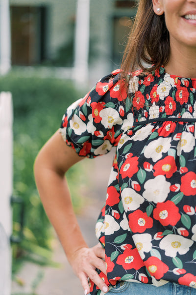 The Leila Floral Smocked Blouse