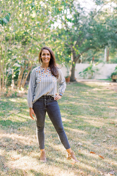 A Day To Remember Embroidered Striped Blouse