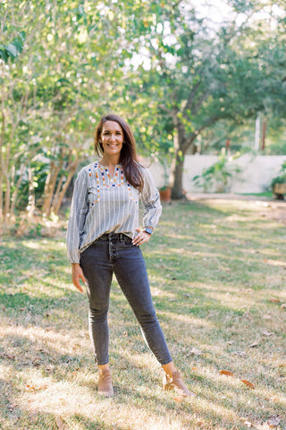 A Day To Remember Embroidered Striped Blouse