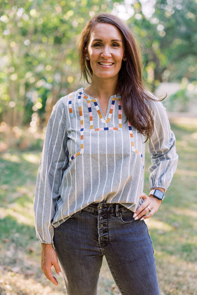 A Day To Remember Embroidered Striped Blouse