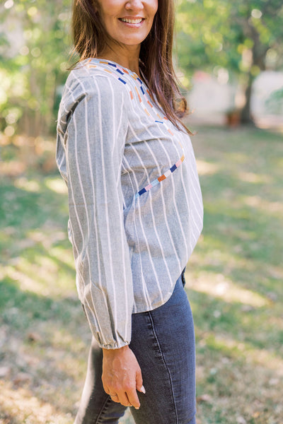 A Day To Remember Embroidered Striped Blouse