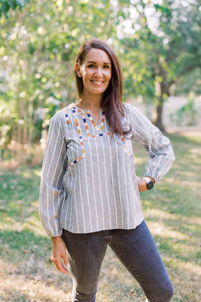 A Day To Remember Embroidered Striped Blouse