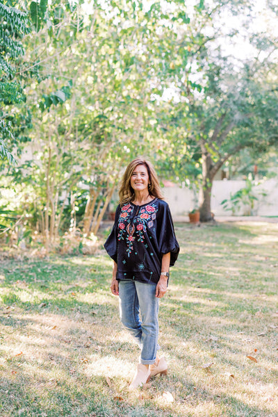 Somebody To Love Embroidered Velvet Blouse