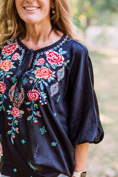 Somebody To Love Embroidered Velvet Blouse