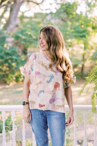 Hazel Happy & Wild Leopard Cream Blouse