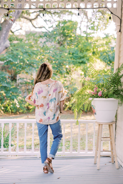 Hazel Happy & Wild Leopard Cream Blouse