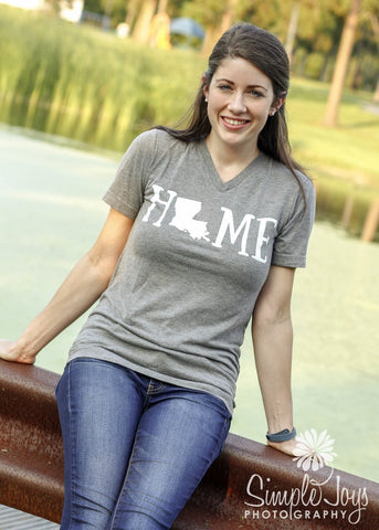 Home State V-Neck Tees Grey - Arizona, Oklahoma, Tennessee, California