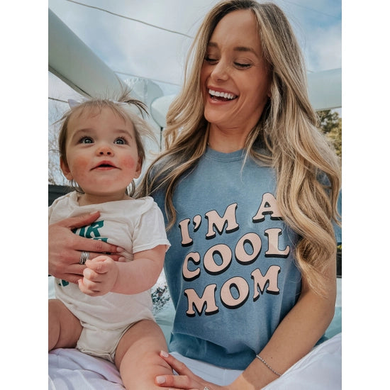 I'm A Cool Mom Dusty Blue Tee