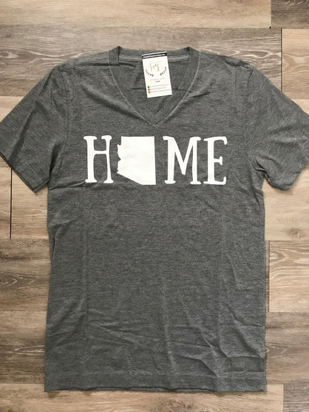 Home State V-Neck Tees Grey - Arizona, Oklahoma, Tennessee, California