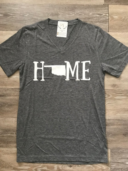 Home State V-Neck Tees Grey - Arizona, Oklahoma, Tennessee, California