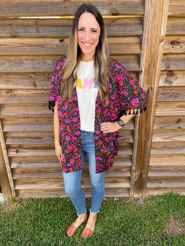 The Rebecca Ruffled Floral Kimono