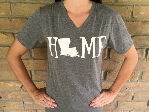 Home State V-Neck Tees Grey - Arizona, Oklahoma, Tennessee, California