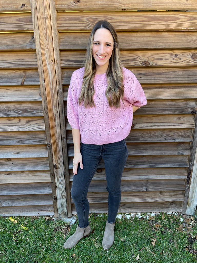 Penelope Pink Hearted Sweater Blouse