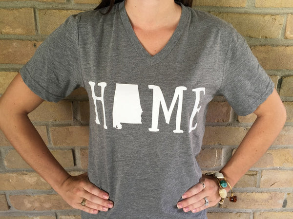Home State V-Neck Tees Grey - Arizona, Oklahoma, Tennessee, California