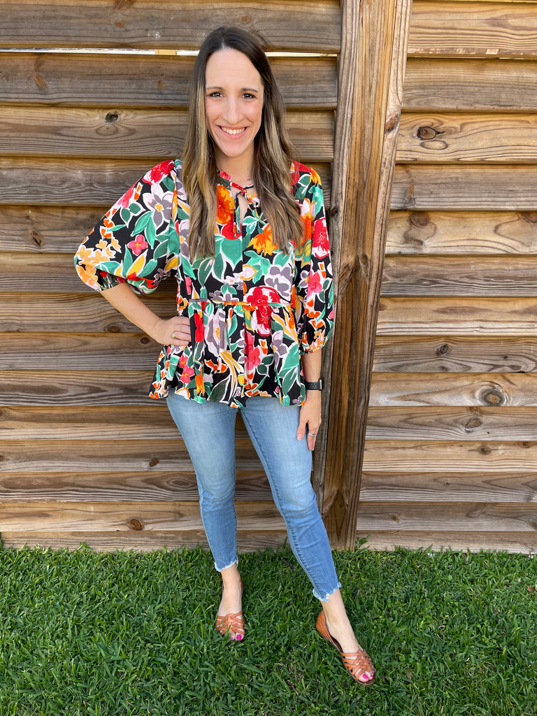 Tampa Tropical Front Tie Blouse