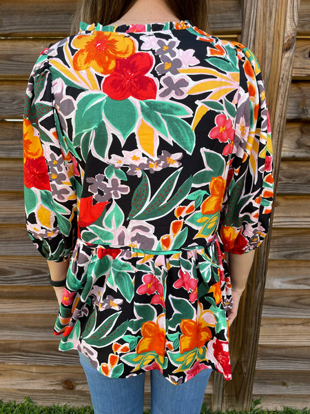 Tampa Tropical Front Tie Blouse