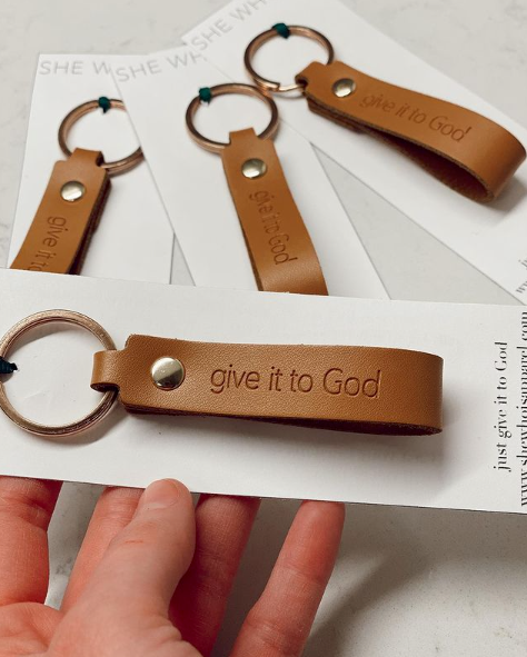 Give It To God Leather Keychain