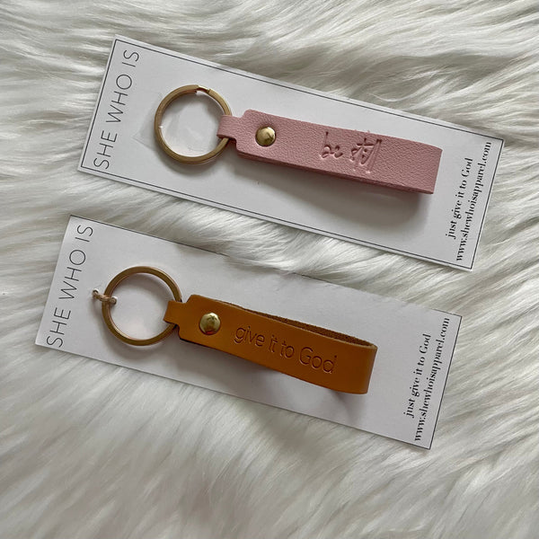 Give It To God Leather Keychain