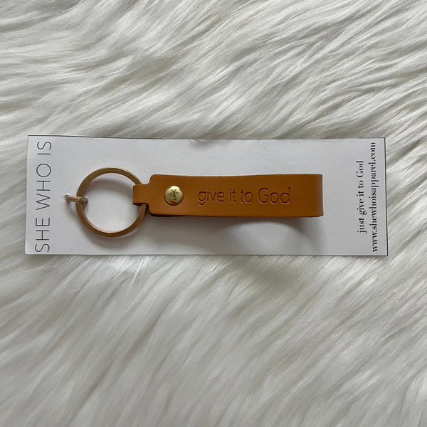 Give It To God Leather Keychain